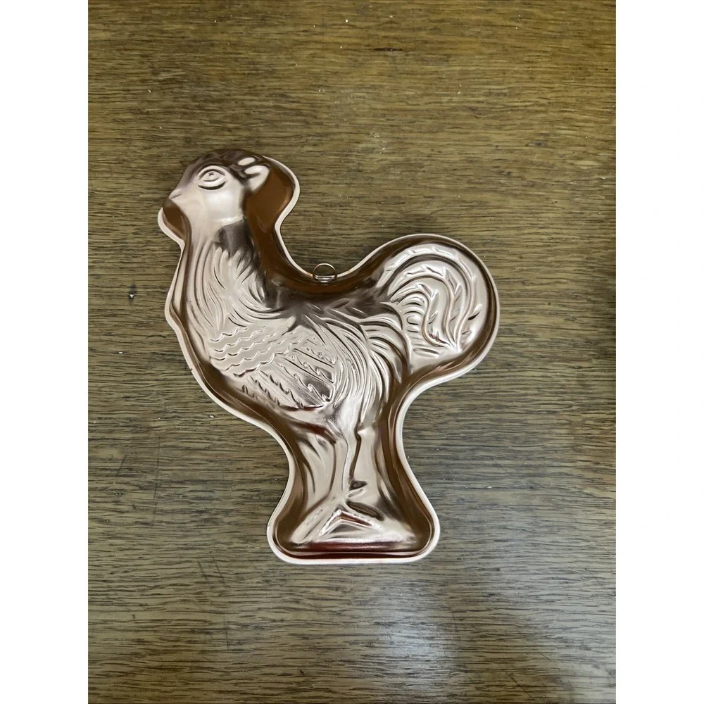 Vintage Farmhouse Rooster Chicken  60s Copper‎ Look Mold Wall Decor Hanging
